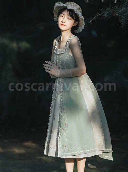 Vintage-Gentle-Rustic-Style-Square-Neck-Lace-Decoration-Flower-Vines-Embroidered-Front-Short-Back-Long-Hem-Classic-Lolita-Sleeveless-Dress-Set-coscarnival-1482