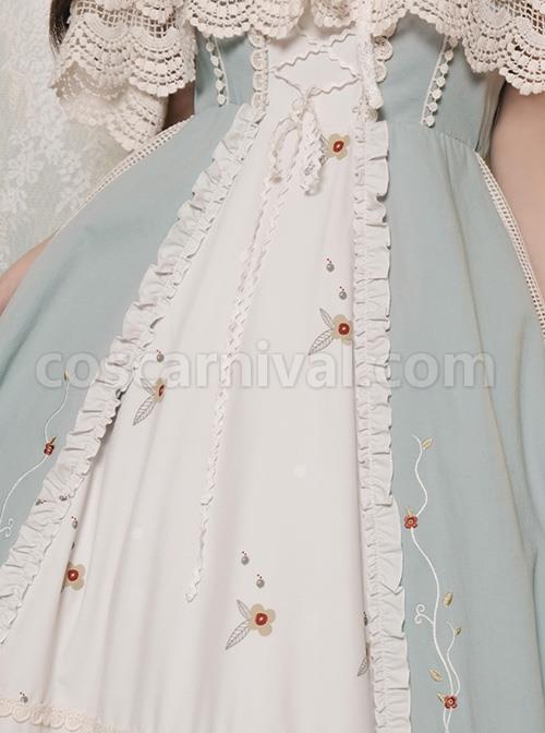 Vintage-Gentle-Rustic-Style-Square-Neck-Lace-Decoration-Flower-Vines-Embroidered-Front-Short-Back-Long-Hem-Classic-Lolita-Sleeveless-Dress-Set-coscarnival-1499