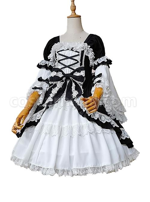 Vintage-Gorgeous-Black-White-Square-Neck-Lace-Lacing-Bowknot-Decoration-Sweet-Lolita-Short-Sleeve-Dress-coscarnival-1636.jpg