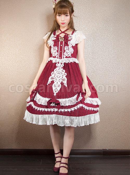 Wars-Of-The-Roses-Bowknot-Classic-Lolita-Sling-Dress-coscarnival-1062