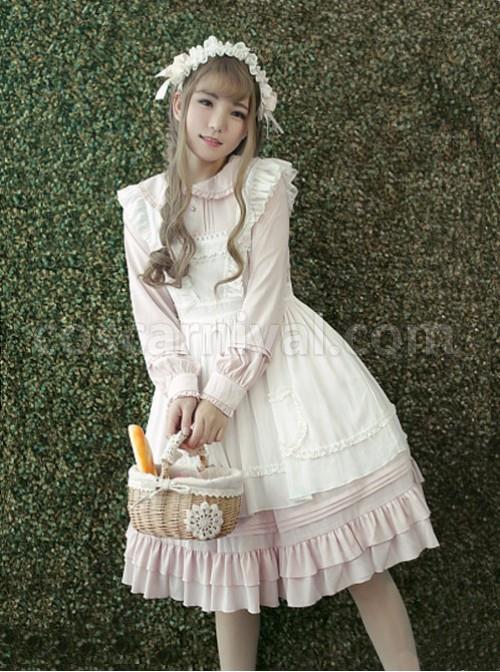 White-Apron-Dress-Lotus-Leaf-Edge-Pastoral-Style-Lolita-Long-Sleeve-Dress-coscarnival-911