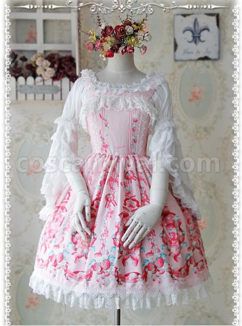 White Chiffon Lolita Super Short Top With Detachable trumpet Sleeve coscarnival