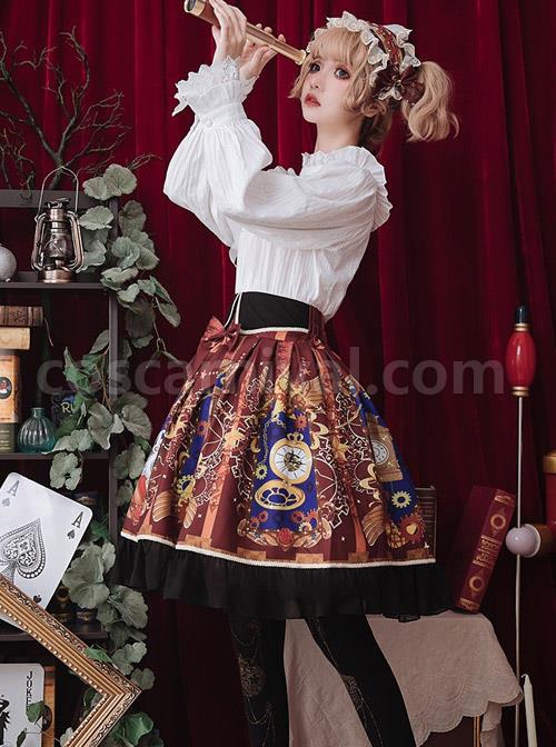 White Cotton Little High Collar Classic Lolita Long Sleeve Shirt coscarnival