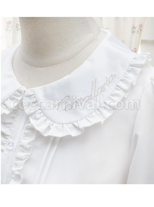 White Doll Collar Embroidery Sweet Lolita Long Lantern Sleeve Shirt coscarnival