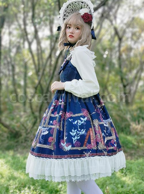 White Doll Collar Embroidery Sweet Lolita Long Lantern Sleeve Shirt coscarnival