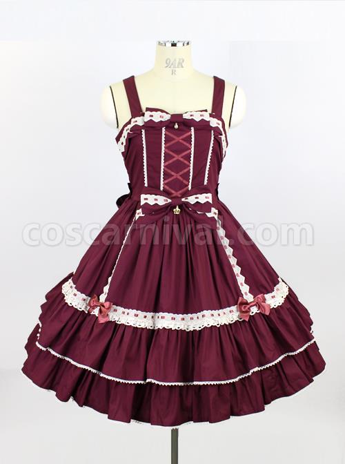 White-Lace-Pure-Color-Bowknot-Classic-Lolita-Sling-Dress-coscarnival-280