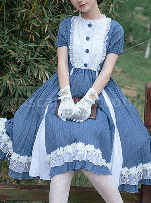 White-Lace-Ruffle-Hem-Blue-Elegant-OP-Classic-Lolita-Short-Sleeve-Dress-coscarnival-4092