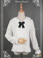 White Lovely Cat Ears Collar Long Sleeve Chiffon Lolita Blouse coscarnival