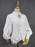 White Retro Hepburn Palace Style Embroidery Classic Lolita Shirt coscarnival