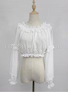 White Round Collar Agaric Laces Bottoming Shirt Lolita Blouse coscarnival