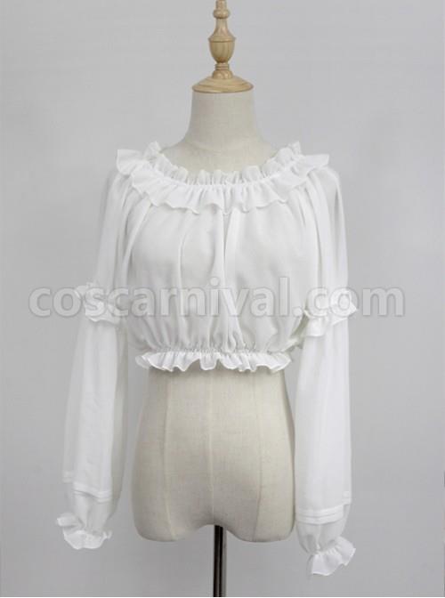 White Round Collar Agaric Laces Bottoming Shirt Lolita Blouse coscarnival