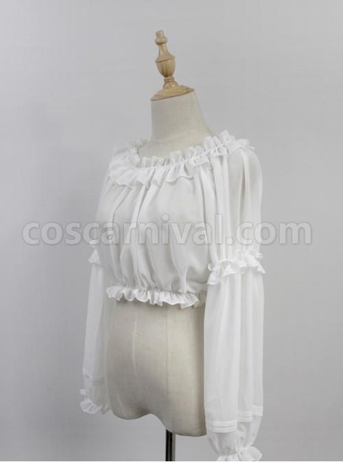 White Round Collar Agaric Laces Bottoming Shirt Lolita Blouse coscarnival