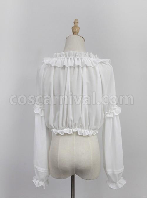 White Round Collar Agaric Laces Bottoming Shirt Lolita Blouse coscarnival