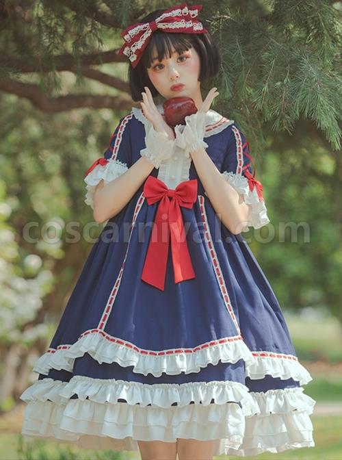 White-Snow-Hime-Series-Blue-Gorgeous-Court-Navy-Collar-Ruffled-Red-Bow-Knot-Frenulum-Classic-Lolita-Short-Sleeve-Dress-coscarnival-479