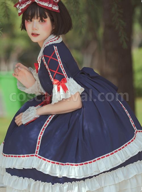 White-Snow-Hime-Series-Blue-Gorgeous-Court-Navy-Collar-Ruffled-Red-Bow-Knot-Frenulum-Classic-Lolita-Short-Sleeve-Dress-coscarnival-499
