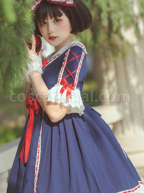White-Snow-Hime-Series-Blue-Gorgeous-Court-Navy-Collar-Ruffled-Red-Bow-Knot-Frenulum-Classic-Lolita-Short-Sleeve-Dress-coscarnival-509