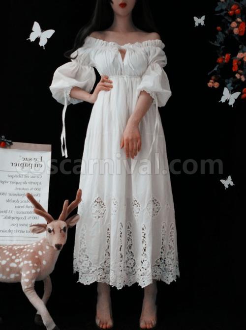 White-Strapless-Ruffles-Classic-Lolita-Half-Sleeve-Dress-coscarnival-3763