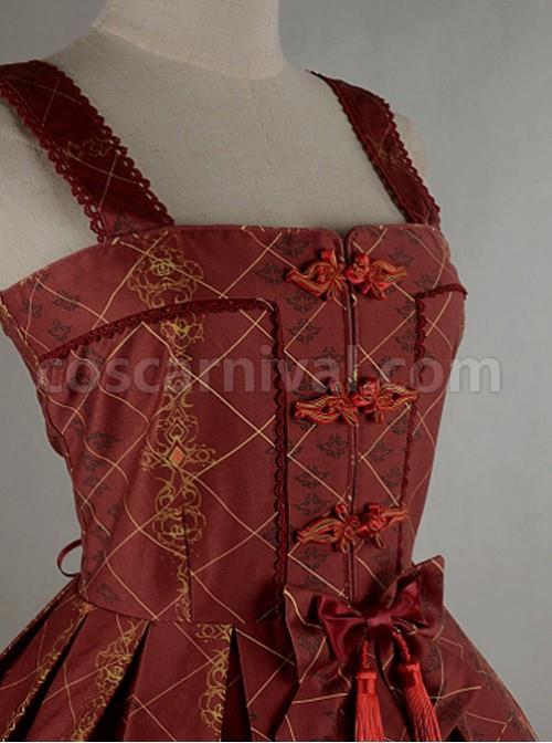 Wine-Red--Shirring-Lace-Up--Chinese-Palace-Lanterns-Lolita-Dress-coscarnival-4082