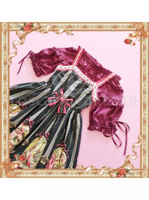 Wine Red Lovely Puff Sleeve Lolita Super Short Top coscarnival