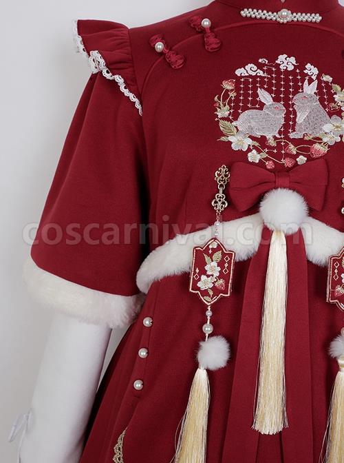 Winter-Strawberry-Rabbit-Series-Chinese-Style-Improved-Embroidery-Tassel-Autumn-Winter-White-Skirt-Classic-Lolita-Long-Sleeved-Dress-Set-coscarnival-1898