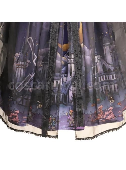 Witch Small Town Series JSK Design 2 Halloween Black Retro Gothic Lolita Sling Dress coscarnival