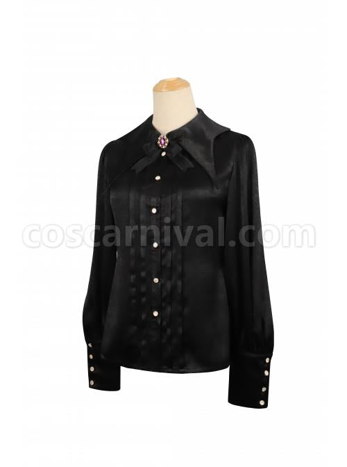 Witch Small Town Series Design 2 Halloween Retro Gothic Lolita Black Long Sleeve Shirt coscarnival