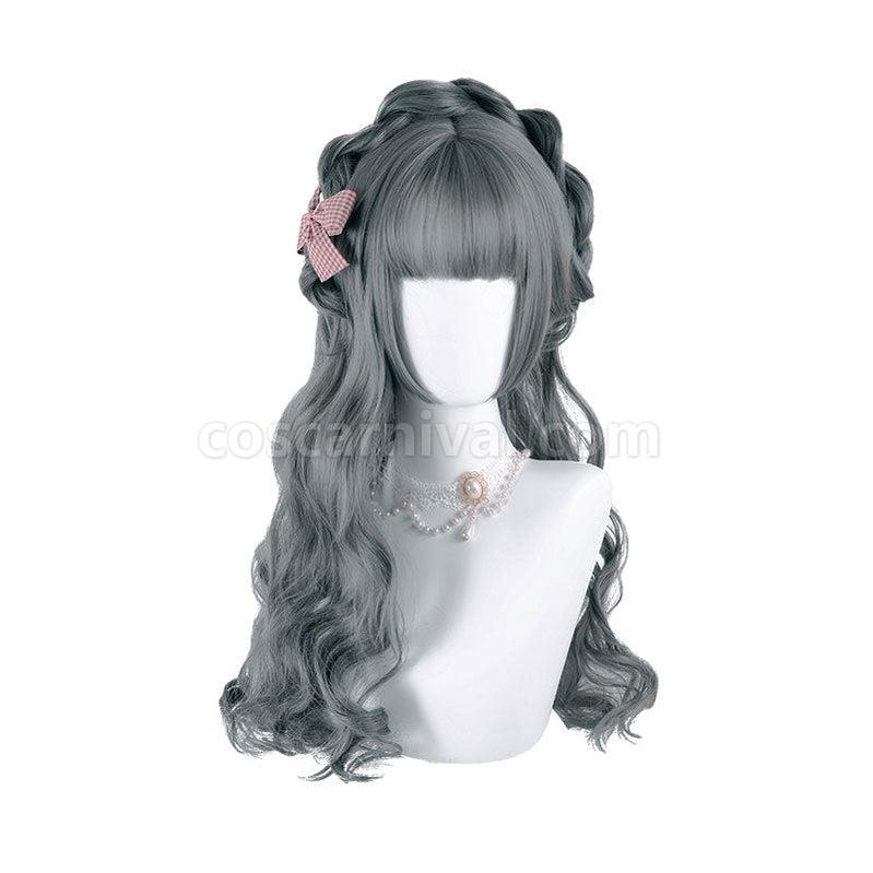 Women Fashion Long Gray Wavy Sweet Bangs Lolita Wig coscarnival011112111
