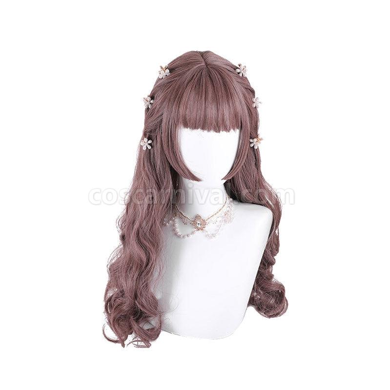 Women Fashion Long Red Wavy Sweet Bangs Lolita Wigs coscarnival011112067