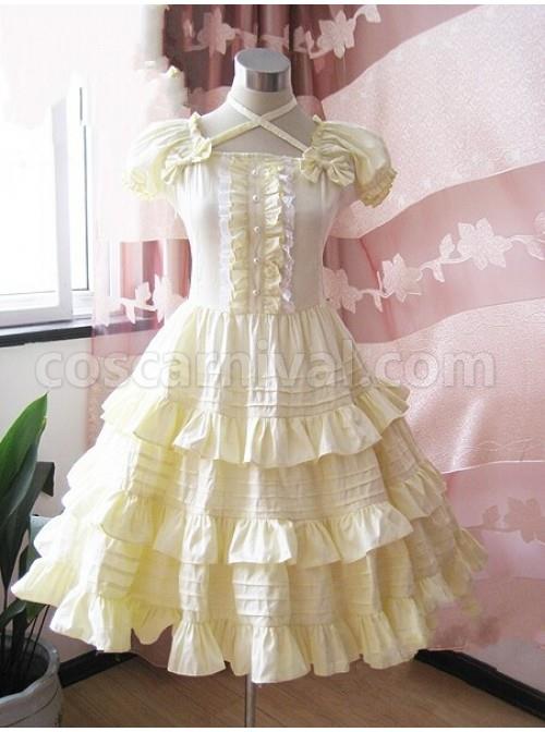 Yellow-Short-Sleeves-Ruffle-Sweet-Lolita-Dress-coscarnival-934