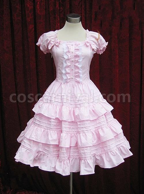 Yellow-Short-Sleeves-Ruffle-Sweet-Lolita-Dress-coscarnival-937