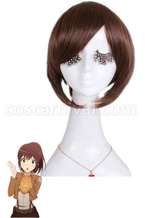 attack on titan sasha brown blouse clip on ponytail wigs custom cosplay
