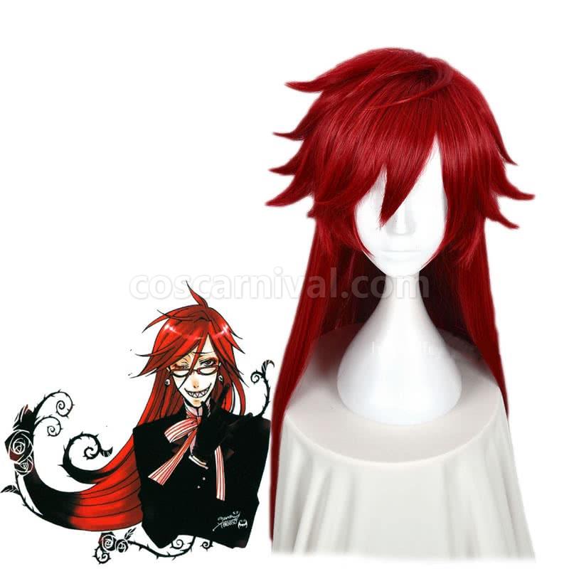 black butler death scythe grell sutcliff red long wig custom cosplays