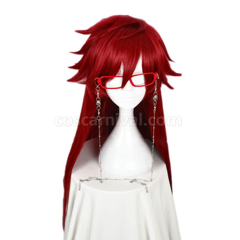black butler death scythe grell sutcliff red long wig custom cosplays