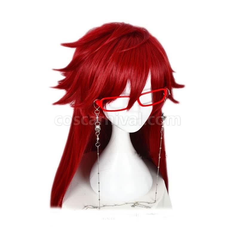 black butler death scythe grell sutcliff red long wig custom cosplays