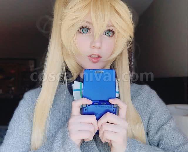 blend s kaho hinata wigs long yellow curly synthetic hair cosplay