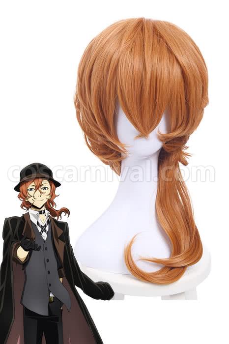 bungou stray dogs chuya nakahara short orange medium wavy wigs anime cosplay costumes