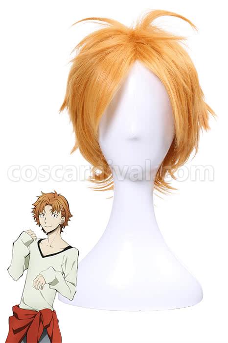 bungou stray dogs junichiro tanizaki orange brown short layered wigs anime cosplays