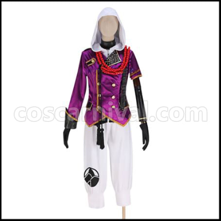 Touken Ranbu Musical Part 2 Live Costume Atsukashiyama Ibun Iwatooshi Black Coat Cosplay Costume coscarnival - Side Profile