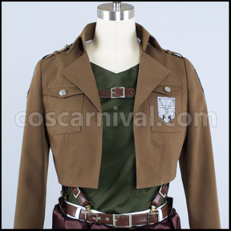 Attack on Titan Scout Regiment Levi Captain Cosplay Costume coscarnival - Detail Close-up