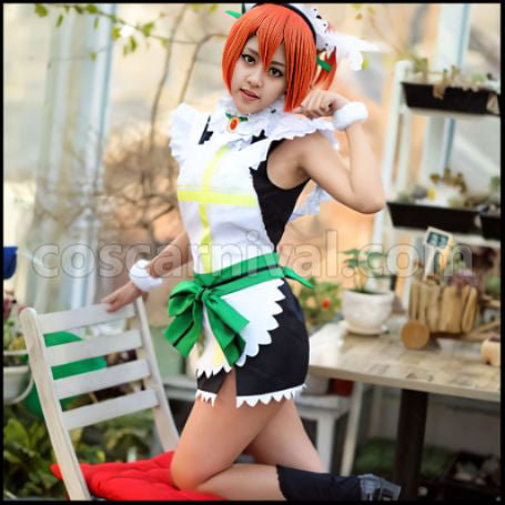 Love Live! Maid Mogu Mogu Love in Approach! Rin Hoshizora Cosplay Costume coscarnival - Back View