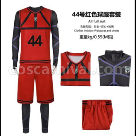 Blue Lock Chigiri Hyoma Oukage Reo Red Sports Wear Cosplay Costume coscarnival - Side Profile