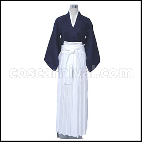 Rurouni Kenshin Meiji Swordsman Romantic Story Kenshin Himura Blue Outfit Cosplay Costume coscarnival - Front View