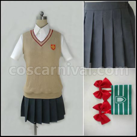 Toaru Kagaku no Railgun S Misaka Mikoto Tokiwadai Middle School Cosplay Costume coscarnival - Front View