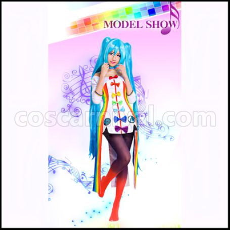 VOCALOID Vocaloid Project DIVA 2nd Hatsune Miku Append Rainbow Original Song Cosplay Costume coscarnival - Front View