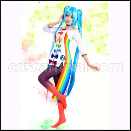 VOCALOID Vocaloid Project DIVA 2nd Hatsune Miku Append Rainbow Original Song Cosplay Costume coscarnival - Back View