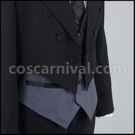 Black Butler Sebastian Butler Outfit Premium Costume + Wig 2 Piece Set coscarnival - Detail Close-up