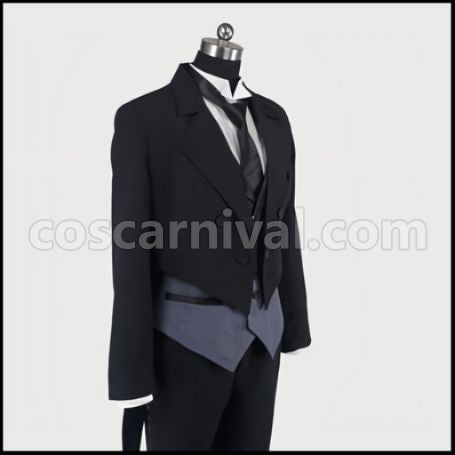 Black Butler Sebastian Butler Outfit Premium Costume + Wig 2 Piece Set coscarnival - Hem Detail
