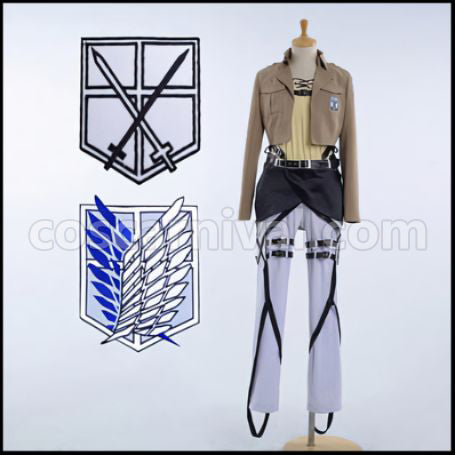 Attack on Titan Scout Regiment Eren Yeager Cosplay Costume coscarnival - Front View