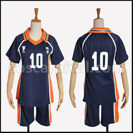 Haikyuu!! Shoyo Hinata Karasuno High School Volleyball Club Number 10 Uniform Cosplay Costume coscarnival - Front View