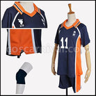 Haikyuu!! Kei Tsukishima Karasuno High School Volleyball Club Number 11 Uniform Cosplay Costume coscarnival - Back View